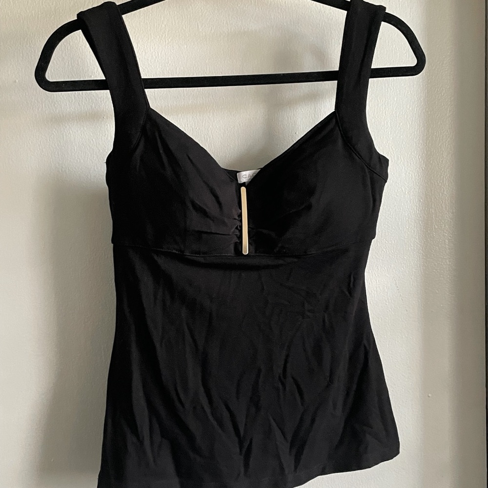 COPY - Caché Black Tank w/ Gold Metal Detail